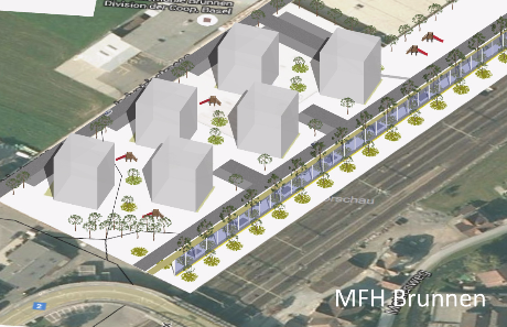 Bahnhof Brunnen Baufeld Hertipark Neubau Mehrfamilien Gebäude MFH Stockwerkeigentum Miete