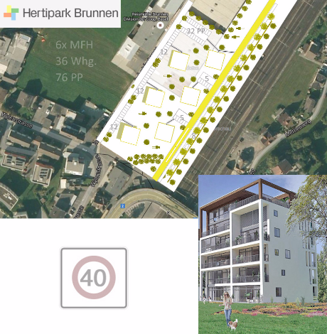 Tempo 40 Brunnen im Hertipark in Nova Brunnen - MFH Baugebiet - Stockwerkeigentum zu verkaufen Schweiz