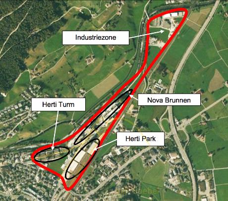 Übersichts Plan des Kantons Schwyz zu den Bauprojekt-Gebieten Brunnen Nord