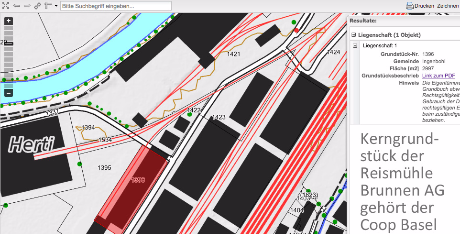 Parzelle 1396 Kerngrundstueck Reismühle Brunnen AG Landeigentümer Coop Basel