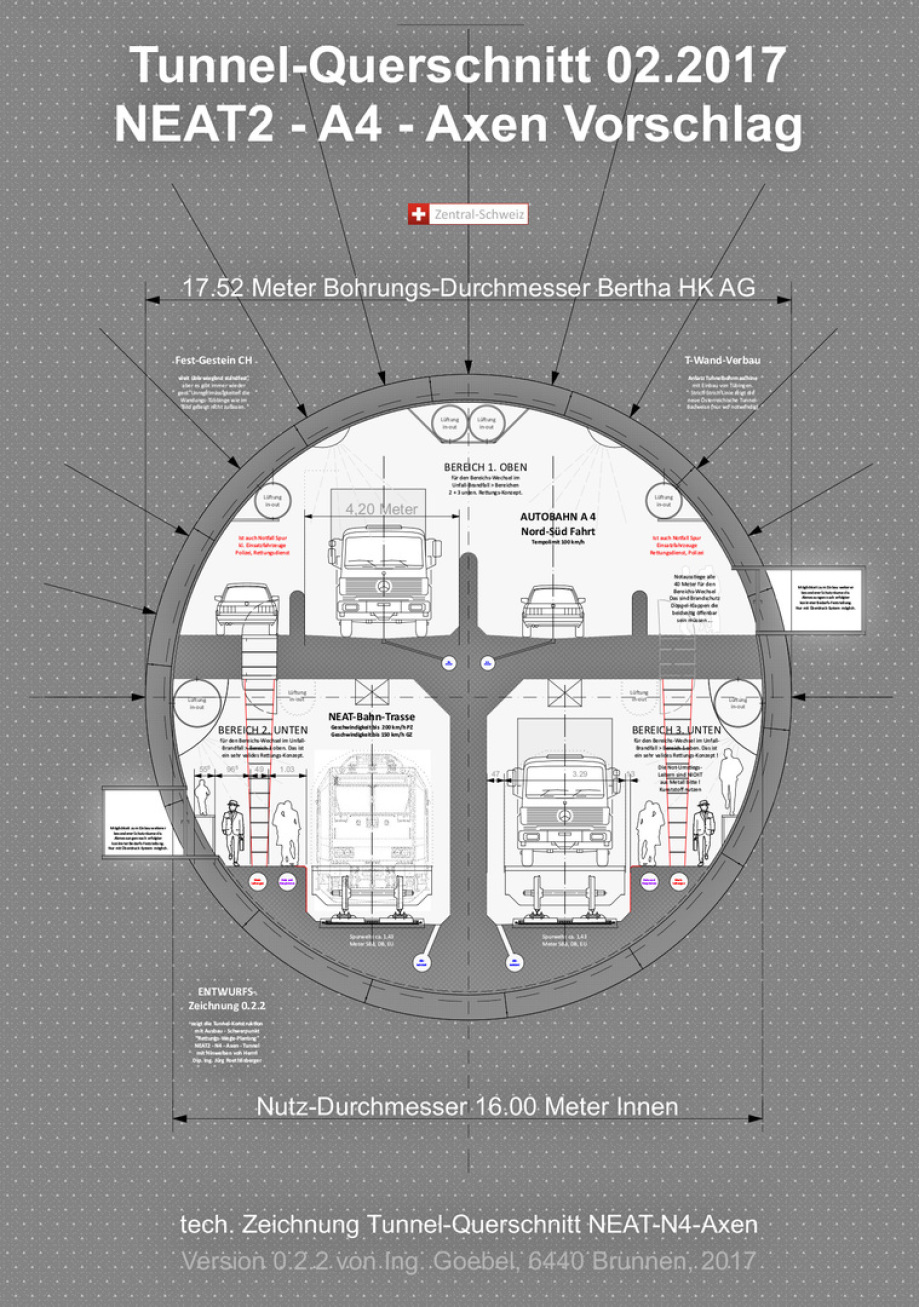 Tunnel NEAT 2 - Autobahn N4 Schweiz / Vorschlag Dipl.-Ing. Volker Goebel / Tunnel Schwyz-Tal zu Uri-Tal