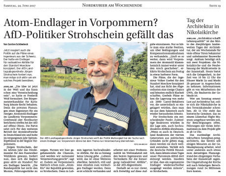 Endlager Moeckow / Landtagsabgeordneter Strohschein spricht sich dafür aus