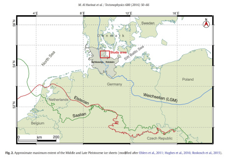 Eiszeiten Grenzen Nord-Ost Deutschland Karte / Map glacier times Germany