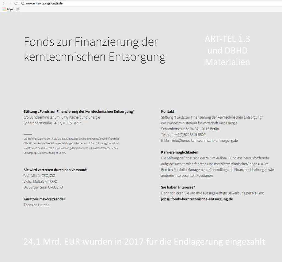 24,1 Mrd. EUR im Fonds für die Endlagerung DBHD und ART-TEL