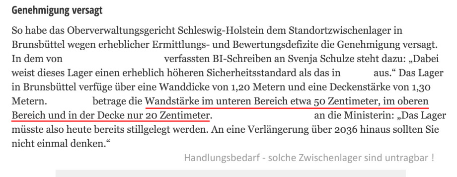und trotzdem versendet das BFE Berlin diese Broschüre in der behauptet wird alle Zwischenlager seien sicher - Leute - Zwischenlager haben grosse Lüftungslöcher und eine Panzerfaust öffnet einen Castor - das ist eine 30 min Sache