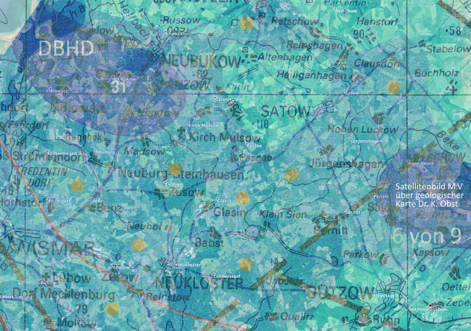 Standorte DBHD - geologische Karte über Satellitenbild