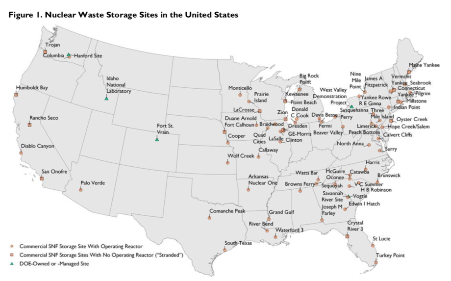 Nuclear Waste Storage Sites in the United States - nuclear waste sites USA