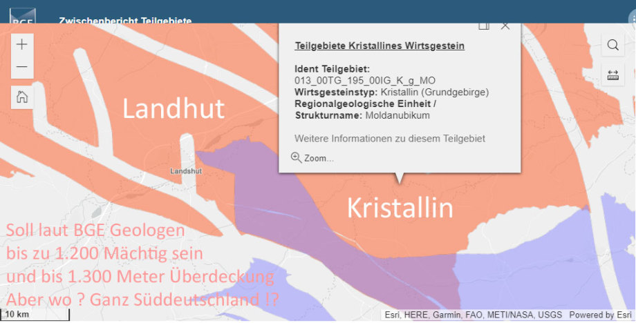 Wir schauen hier auf Landshut - aber wo genau die richtige Geologie für Endlager ist sagt die BGE Karte ja nicht