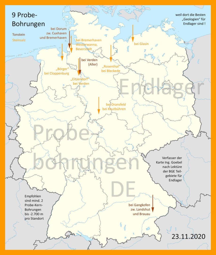 Probe-Bohrungen-Karte DE Endlager-Standort-Teilgebiete_BGE_Ing_Goebel