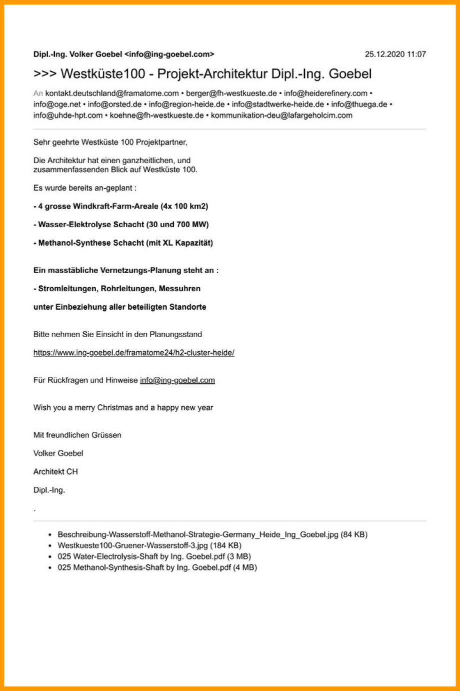 >>> Westküste100 - Projekt-Architektur Dipl.-Ing. Goebel #Architektur #Planung #Westküste100 #Heide #Windkraft #Wasserstoff #Methanol #IngGoebel - https://lnkd.in/d-9Sib2