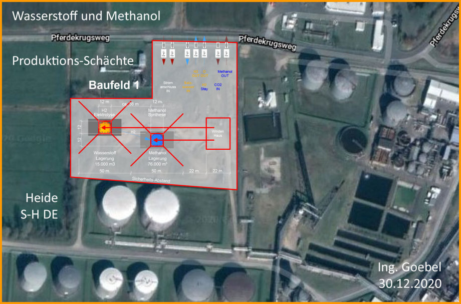 >>> Perfekte Einpassung Elektrolyse und Methanol-Schacht mit Rig und Windenhaus - Ing._Goebel - Heide - Raffinerie - Wasserstoff Sauerstoff Methanol - #Shaft #Production #Safety #Hydrogen #Oxigen #Methanol