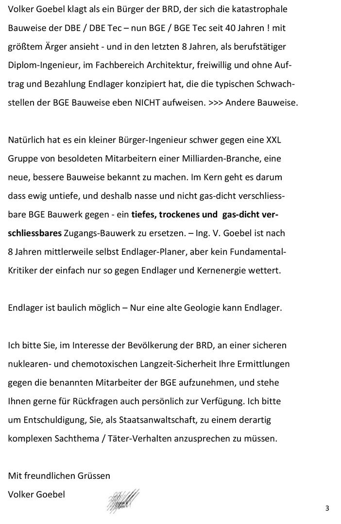 Seite 3 von 4 - Strafanzeige und Klage gegen die BGE GmbH - Verfasser Ing. Goebel