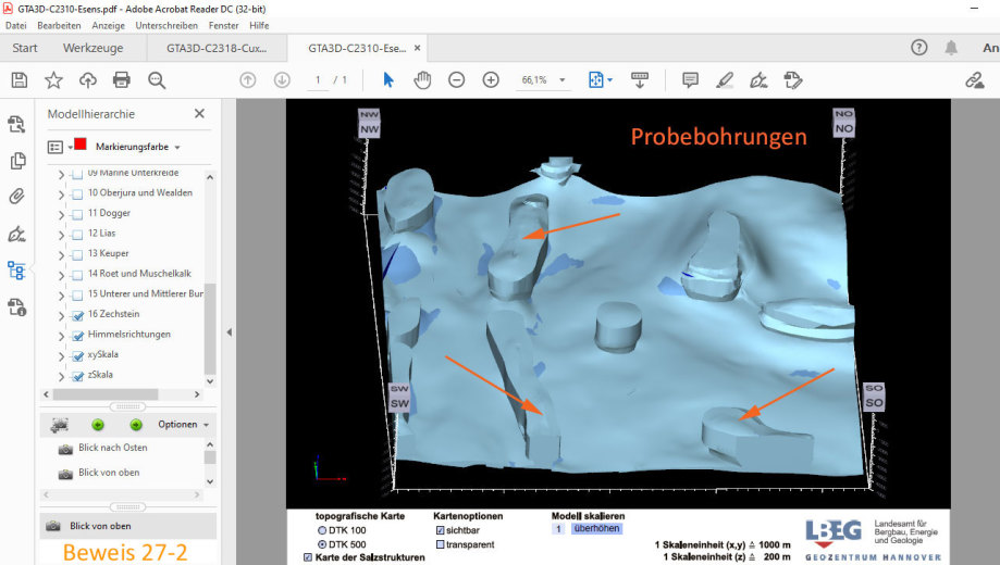 3D Ansicht aus Geologie-Daten-Modell LBEG - Standortauswahl für Endlager DE