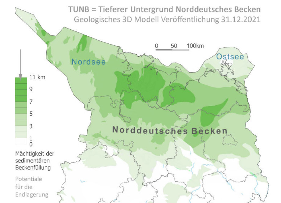 Norddeutsches Becken - Sedimentbecken-Tiefe - TUNB Tieferer Untergrund Norddeutsches Becken