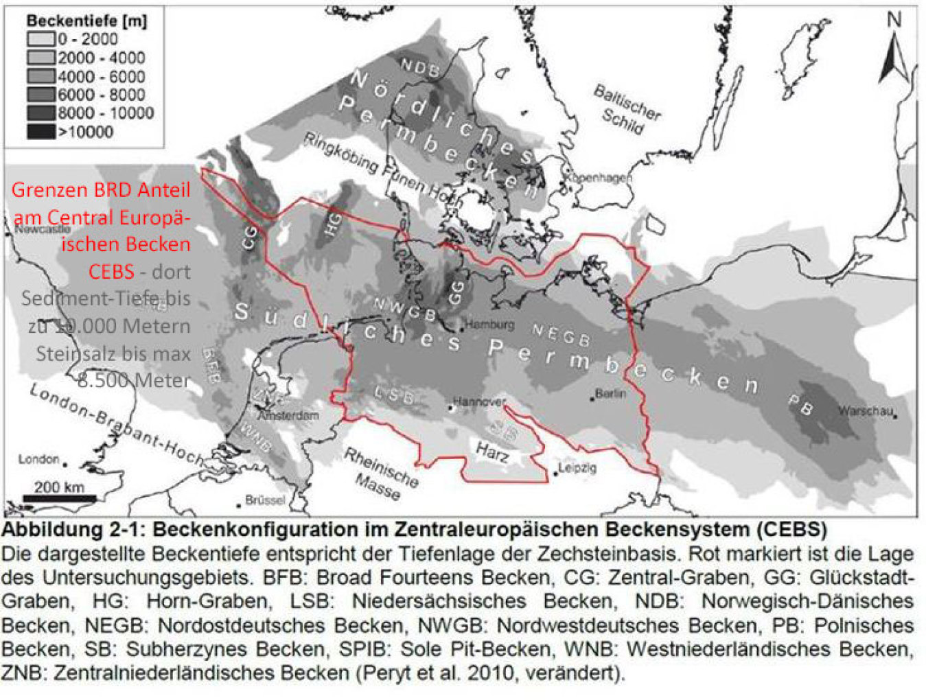 Räumliche Ausprägung der Perm-Becken - wo das mächtigste Steinsalz ist - Ausprägung Zechstein-Meer