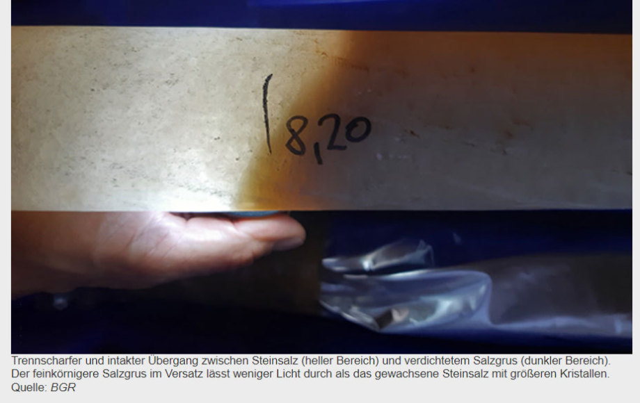 BGR - Verschluss-Nachweis im Steinsalz - Probe aus Salzbergwerk Sigmundshall DE