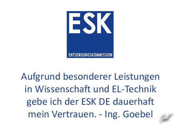 Ing. Goebel spricht der ESK sein Vertrauen aus - Endlager-Planer an Entsorgungs-Kommission