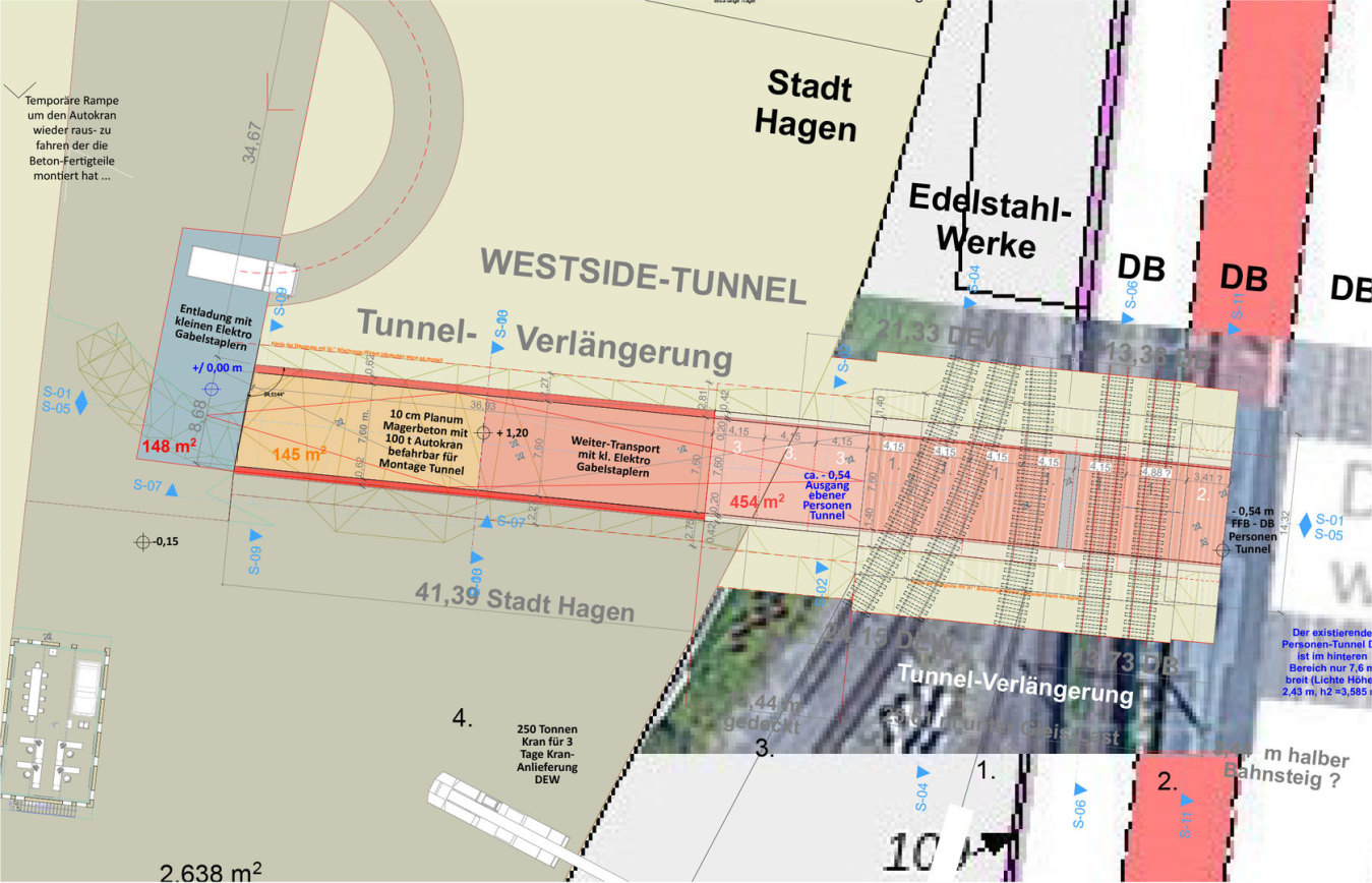 Grundriss DB Tunnel-Verlängerung Hagen - WESTSIDE Tunnel