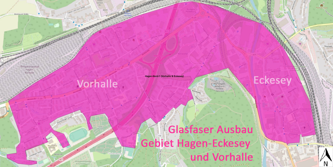 Karte Telekom Glasfaser Knoten Ausbau Gebiete Hagen Eckesey und Vorhalle