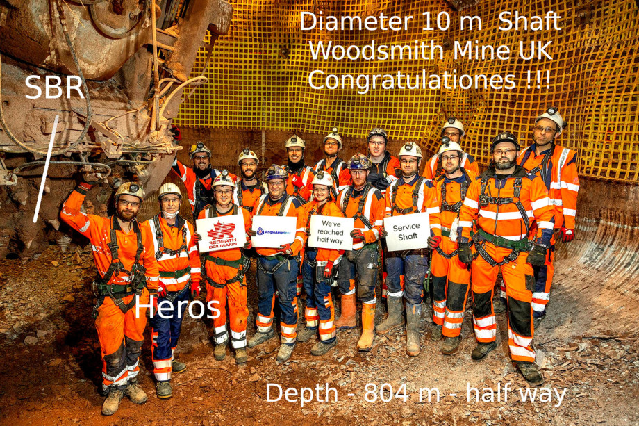 >>> the SBR Heros - Shaft-Builders / Miners from Redpath-Deilmann half way at 804 m - for Anglo-American at Woodsmith Mine UK. The DBHD GDF shaft sites will look much similar - D 12 and D 21 m - DE