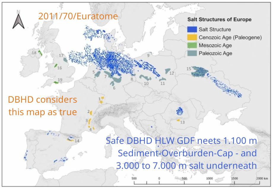 Karte Salz Strukturen Europa - Tiefsalz für DBHD Endlager  - Map rocksalt Europe