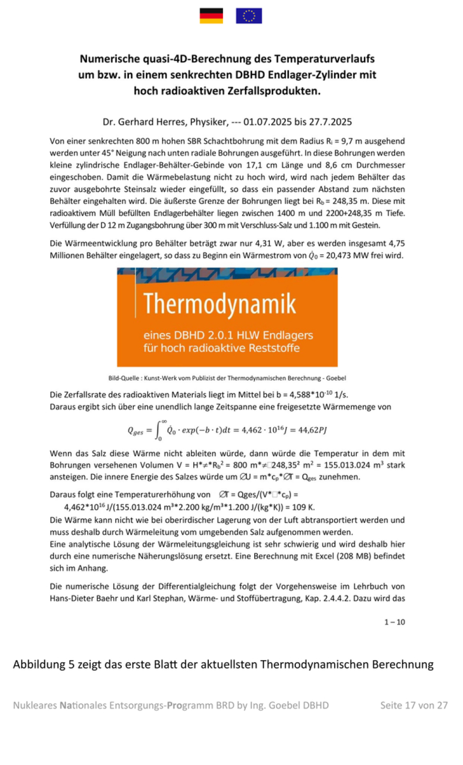 es Entsorgungs-Programm BRD für eine verantwortungsvolle und sichere DBHD Endlagerung bestrahlter Brennelemente und radioaktiver Abfälle in Kooperation mit BMUKN - NaPro DE - September 2025