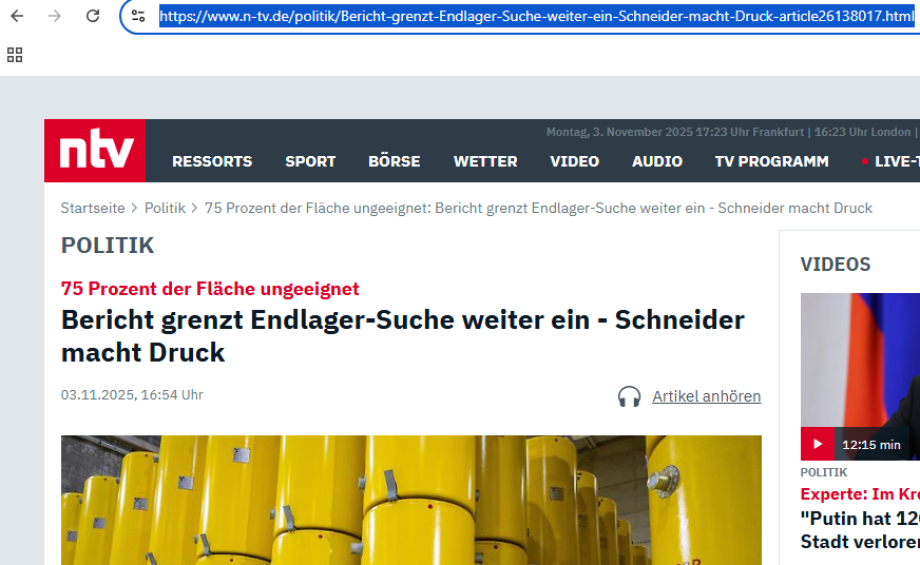 https://www.n-tv.de/politik/Bericht-grenzt-Endlager-Suche-weiter-ein-Schneider-macht-Druck-article26138017.html