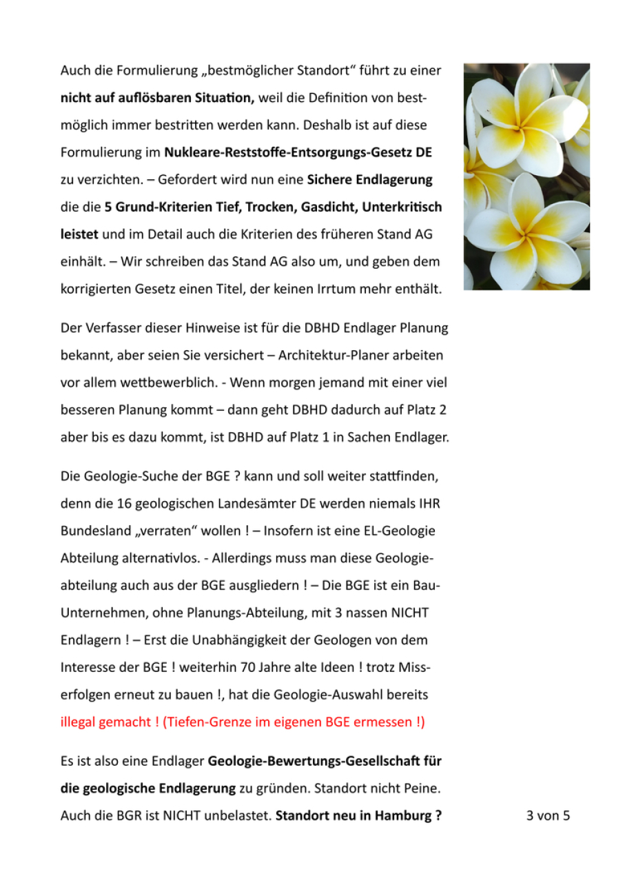 >>> Der Endlager-Planer schreibt an den Umwelt-Minister Herrn Schneider  der Anfang 2026 ein Gesetz zu Endlager vorlegen möchte ! - Hinweise vom Endlager-Planer wo es in der Branche hakt - Die notwendigen Korrekturen ...