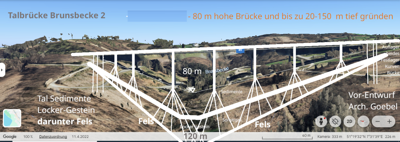 Gründung Talbrücke Brunsbecke 2 - A 45 - Vor-Entwurf von Arch. Goebel