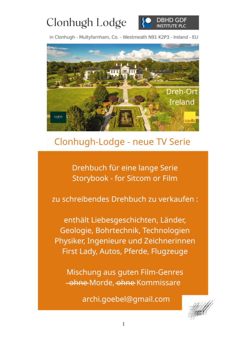 DBHD on Clonhugh Lodge - Film-Script - Drehbuch für Mehrteiler Film Clonhugh Lodge DBHD