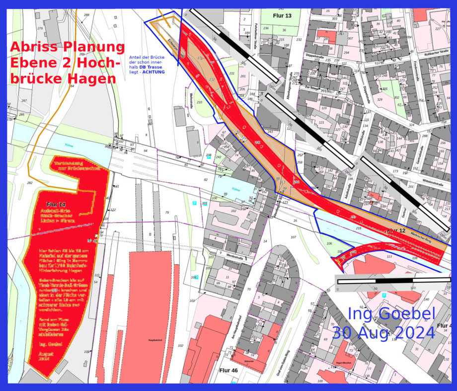 Abriss Planung Hochbrücke Ebene II in Hagen B 54