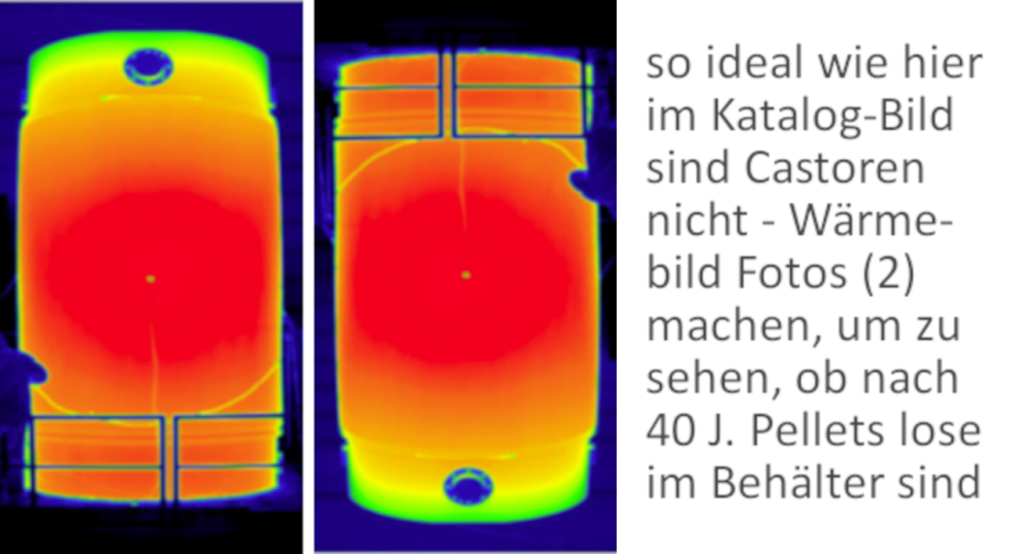 Thermografie Foto Prüfung aller Castoren auf lose Teile - z. B. frei gewordene Brenn-Element-Pellets