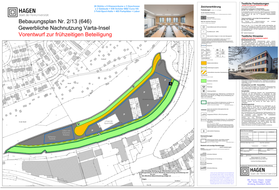 Lageplan Cuno Berufsschule und Berufskolleg auf Varta-Insel - Ingenieurbüro Goebel