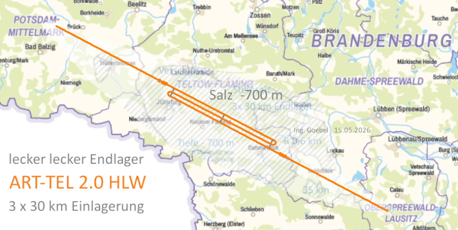 _Standortvorschlag für HLW Endlager Typ ART-TEL 2.0 ist Landkreis Teltow-Fläming in Brandenburg BRD