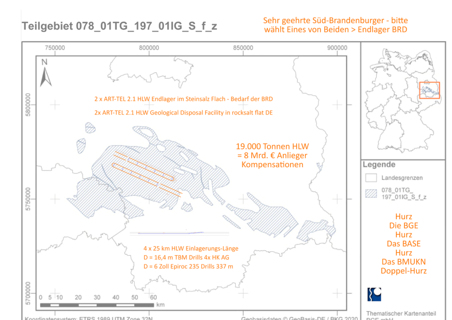 Endlager in Deutschland - Gewinner ist Süd-Brandenburg - Wir bauen ART-TEL 2.1 HLW Endlager im Steinsalz Flach