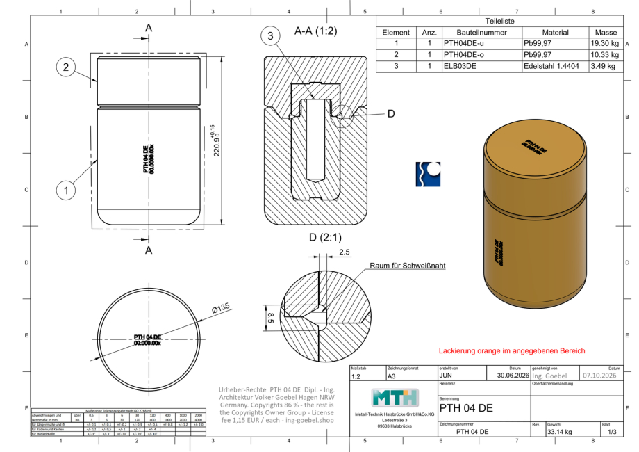 Strahlenschutz-Hülle - Blei Absorptions-Hülle der Endlagerung