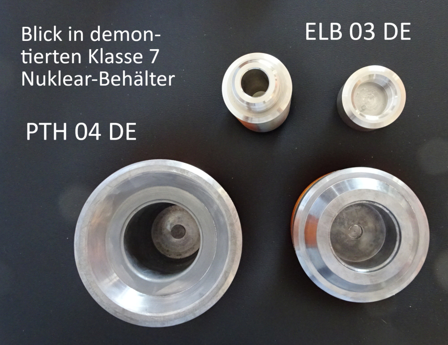 Demontiertes Endlager-Gebinde Blick auf die Wandstärken