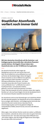 1. ) - 70 Mio. EUR Negativ-Zinsen WEG - nie mehr für Endlager verfügbar ! Dabei hatte Frau Anja Mikus ein strafzinsfreies Angebot der ZKB Schweiz 2. ) -180 Mio. EUR wg. Schacht Konrad - für diese 50 ger Jahre Planung ! DBHD Endlager HLW 5,6 Mrd. EUR und A