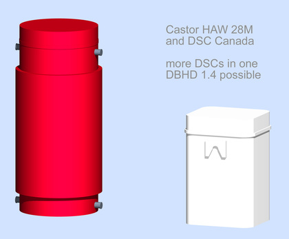 >>> looking only onto the height dimension we can say that there should be more DSCs in one DBHD possible - but both containers claim to load 10 tons net heavy metal - so what is the thermal decay heat power - that might be a limit ...