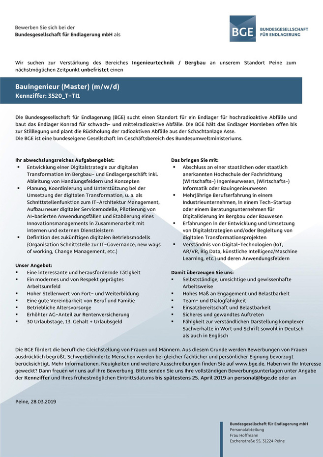 Stellenangebot_Bauingenieur_Website_Autor_Digitalisierung_Bergbau_250_3520_T-TI1_extern_Bauingenieur_Master_unbefr
