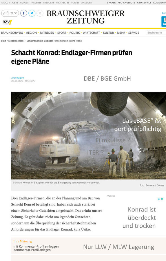 BGE lässt Konrad durch Zuliefer-Baufirmen prüfen ? Üsiko TÜV
