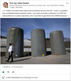>>> why is the US high level waste standing in the rain ? do you know that you got good rocksalt geologies for  nuclear repository in the US !? https://lnkd.in/gEjwa4z