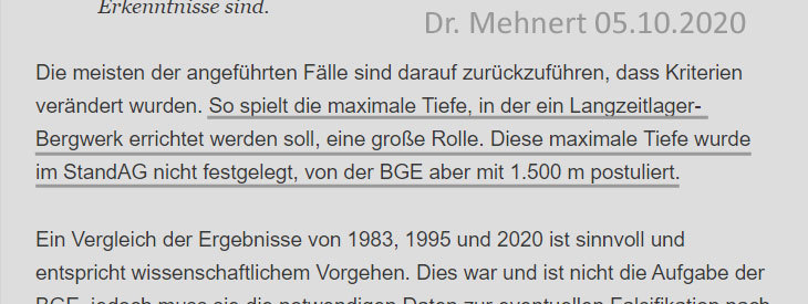 >>> Herr Dr. Mehnert äussert sich zu der mangelnden, von der BGE mbH selbst "postulierten" Tiefe der Geologien im Zwischenbericht - #DrMehnert #Kritik #Tiefe #Geologien #BGE #Zwischenbericht