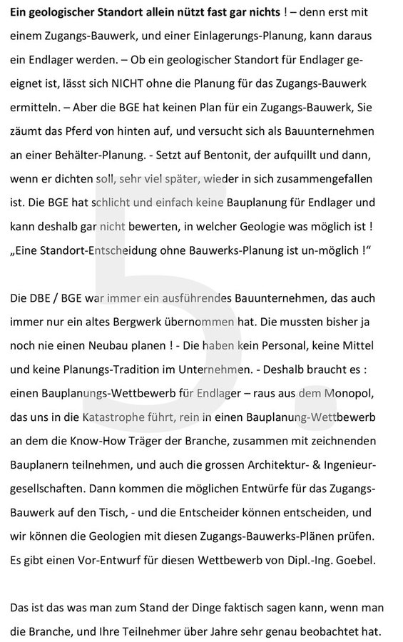 >>> Die BGE GmbH macht die Standort-Suche ganz falsch - Eine Begründung