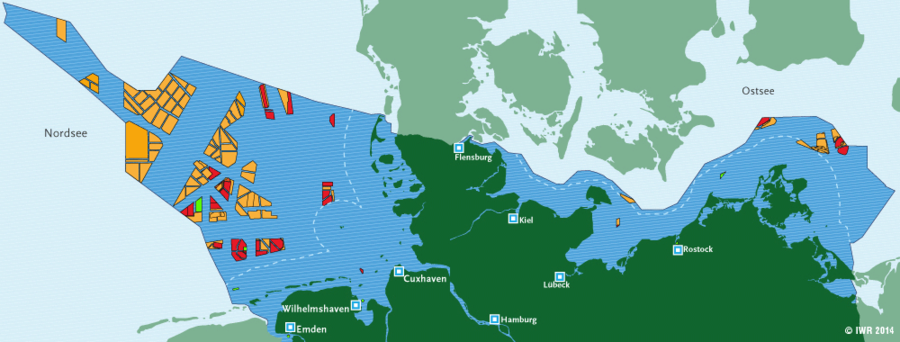 Windparks DE offshore - 7.350 MW bereits installiert