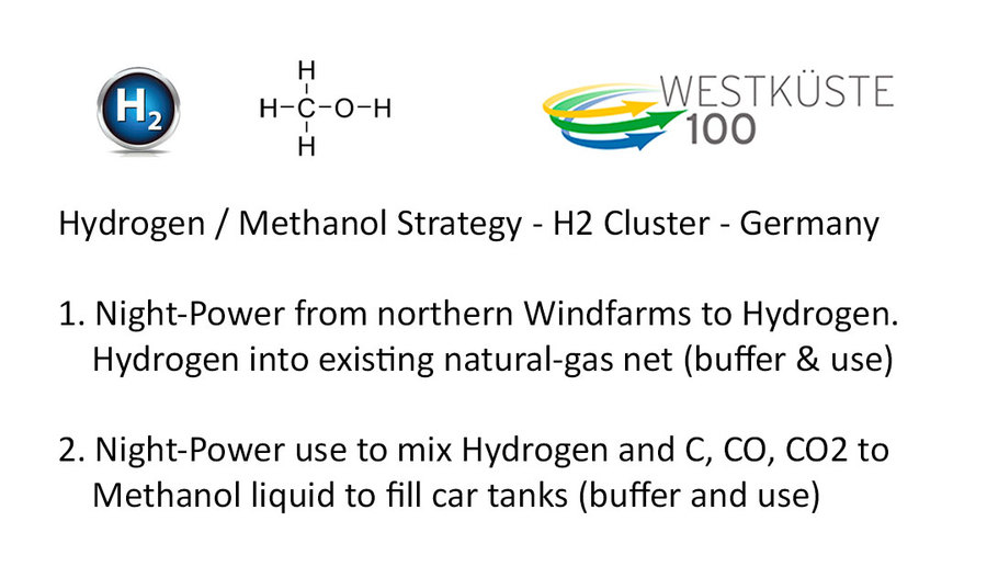 >>>Nacht-Wind-Strom > Wasserstoff & Methanol Speicher Die Strategie des Westküste 100 H2 Clusters DE (Raffinerie) https://www.westkueste100.de/ - #Wasserstoff #Methanol