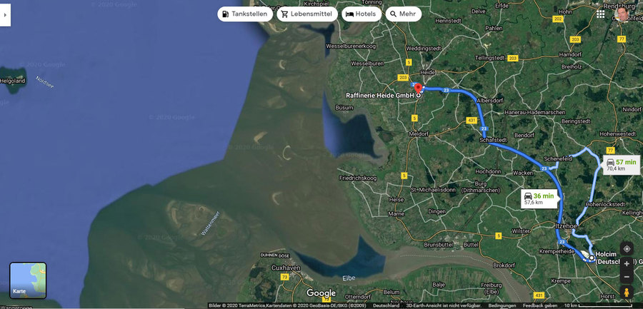 Lageplan 1 - maximale Aussengrenzen Planungs-Gebiet H2 Cluster Heide