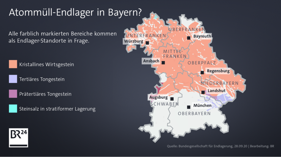 >>> Karte Bayern Teilgebiete BGE Endlager-Suche-Verfahren - irgendwie auch lächerlich - Wer will schon Granit bohren ? - Wie soll man das jemals richtig verschliessen ? - #BGE #Teilgebiete #Lächerlich #typisch #BGE #völligdaneben