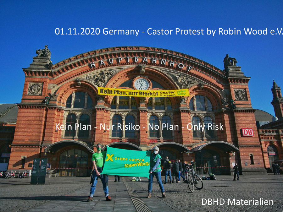 >>> no plan - only risk - that is the protest headline by Robin Wood - #Castor #Protest #Germany