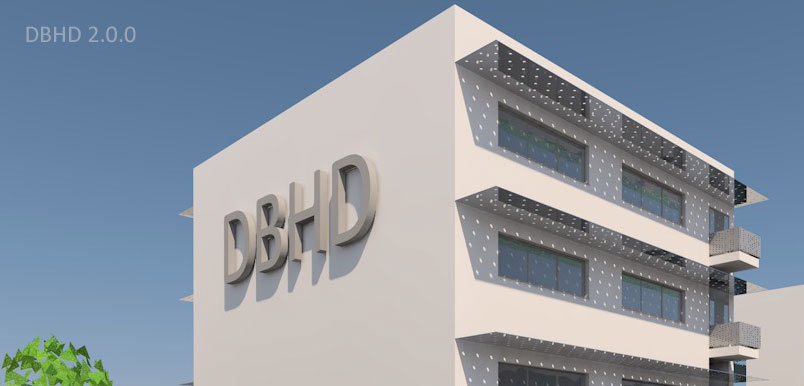 >>> Sunloovers on Office Building now - Sheet metal, stainless steel, laser-cutted holes - together they make a nice moving shadow on the facade and keep the office staff cool - #DBHD #Sunloovers #Office #Building #GDF